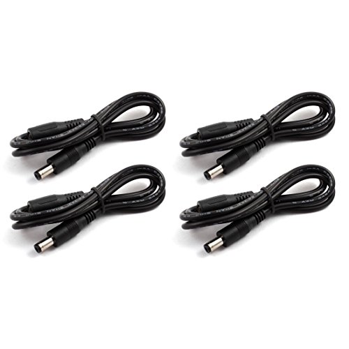 LitaElek 4x 1m Cable de extensión DC 12V con adaptador de CC de 2,1 mm x 5,5 mm DC 0-36V cable de alimentación macho a hembra para monitor de coche, cámara IP CCTV, tira LED, etc. (1m, 4pcs, negro)