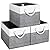 Fab totes Storage Bins [3-Pack], Foldable Storage Baskets for Organizing Toys, Books, Shelves, Closet, Large Storage Box with Rope Handles, Sturdy Organizer Bins, White & Grey