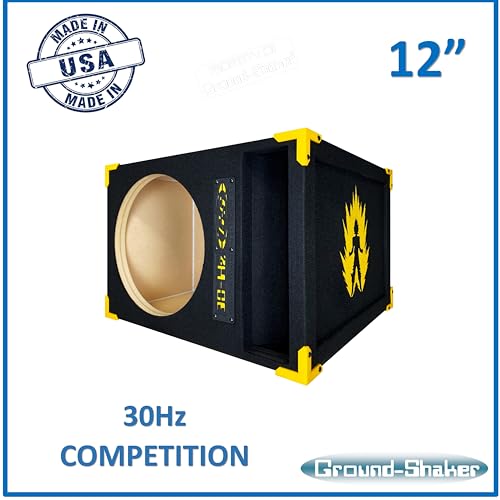 Image of 30HZ Reinforced Competition Single Ported Sub Box Sub Woofer Enclosure Speaker Box Car Audio Subwoofer Ground Shaker Box Ground-Shaker (Goku Yellow, 12 inch)