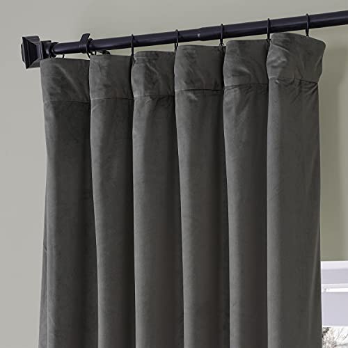 Image of HPD Half Price Drapes Signature Plush Velvet Blackout Curtains for Bedroom (1 Panel), 50W X 84L Hotel Black Out Curtains for Living Room, Thermal Insulated Blackout Curtains, Nightlife Grey