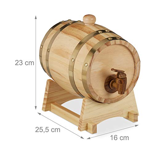 Relaxdays 10027852 houten vat 1,25 l, met bok, tapkraan, voor whiskey, wijn, sterke drank, whiskyvat h x b x d 23 x 16 x… - Image 5