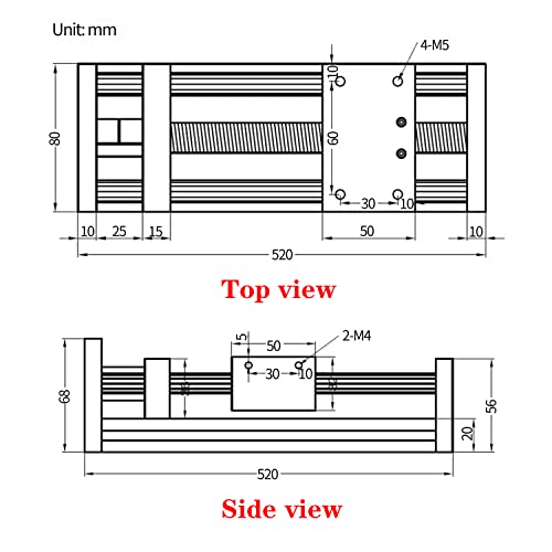 RATTMMOTOR CNC Linearführung, Effektiver Hub L-400mm Linearantrieb Kugelumlaufspindel Lineartisch-Aktuators mit Nema23 Schrittmotor 1,8°, 3A, 1,2N.m für cnc Fräsmaschine