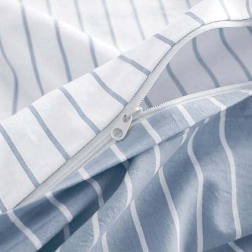 Image of Nayoroom Striped Duvet Cover Queen Reversible Blue White Stripe Bedding Set