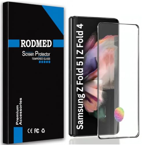 Image of RODMED 100% Fingerprint Unlock Military-Grade Gorilla Tempered Glass for Samsung Galaxy Fold 5 5G with Edge to Edge Coverage - Case Friendly, Anti-scratch and Bubble free With installation kit