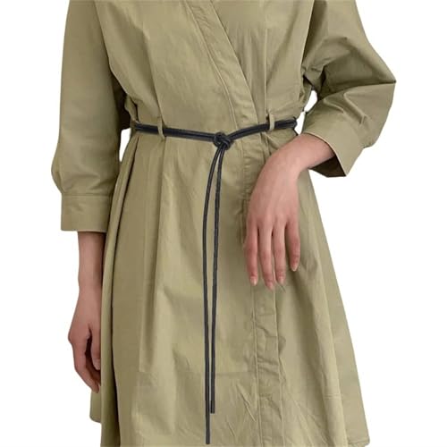 Women PU Leather Thin String Rope Cord Belt Waist Tie Knot for Dresses Sweaters Slim Accessory4