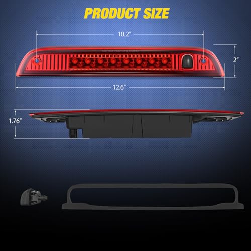 Image of Nilight Third Brake Light Tail High Mount 3rd Stop Lights Red Lens Compatible with Jeep Patriot 2007 2008 2009 2010 2011 2012 2013 2014 2015 2016 2017 Van SUV Rear Center Cab Lamp
