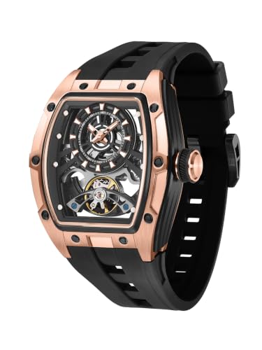 Image of French Connection Limited Edition | Stealth Series | Skeleton Dial | Stainless Steel Case | Premium Silicone Strap | Automatic Watch for Men - FCA48