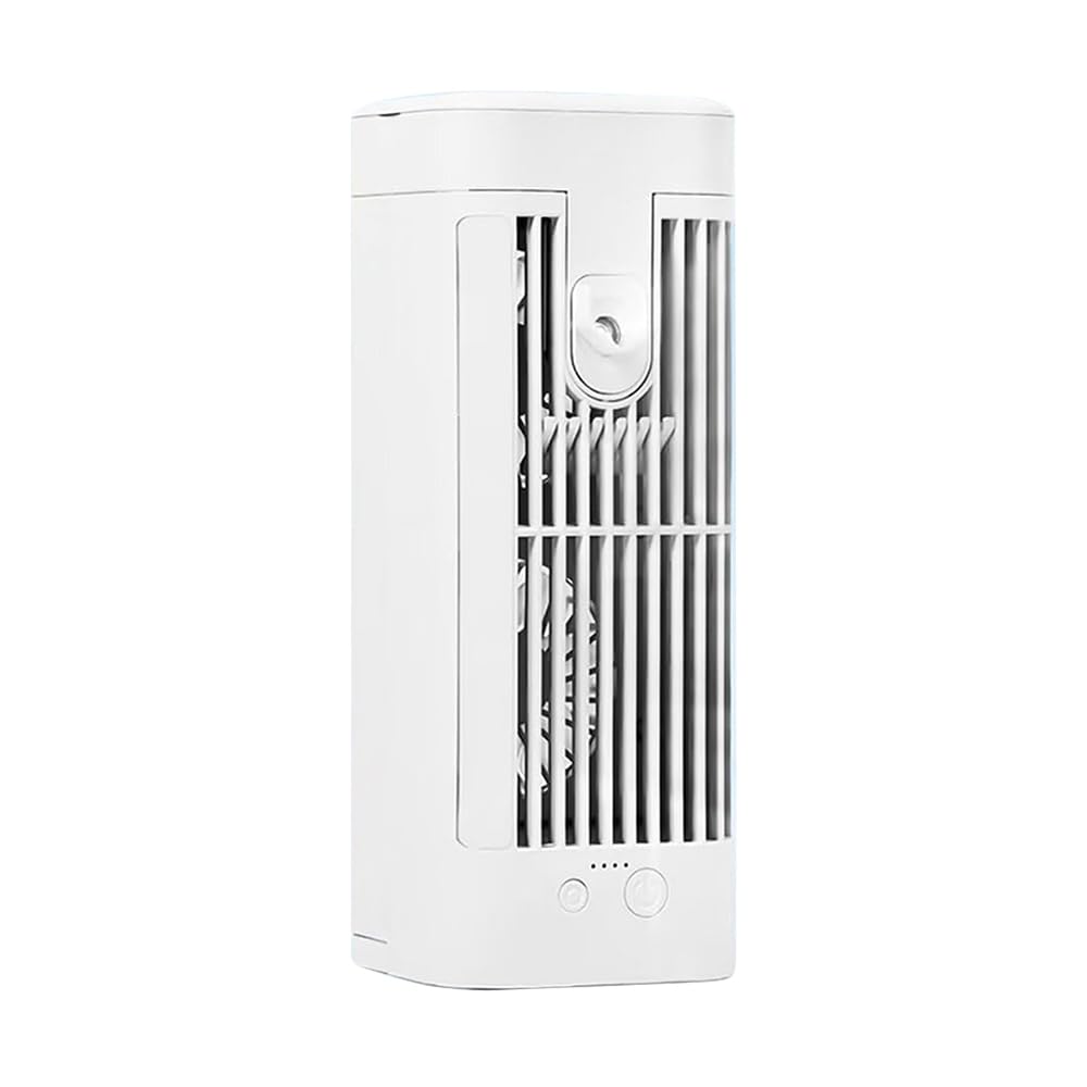 Portable Air Cooler Fan, 3 Speeds Fan with Water Tank, Mini Air Conditioner and Humidifier, Quiet Personal Desk Cooling Fan with Mist, LED Night Light for Home, Office, Bedroom or Kitchen