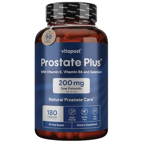 VitaPost Prostate Plus Natural Prostate Care and Urinary Health Supplement for Men Enriched with Saw Palmetto, Vitamin B6, Vitamin E, Selenium and Zinc. 180 Capsules Cover
