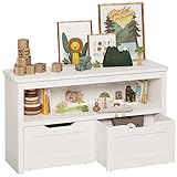 IRONCK Toy Storage Organizer with Drawers, Floor Toy Box with Wheels and Open Shelf, Storage Chest for Nursery, Playroom and Bedroom, White