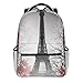 Torre de París Otoño Hojas Impresión Mochila Portátil Impermeable Antirrobo Mochila Casual Bolsa USB Puerto de Carga Mochila Unisex, Black, Talla única