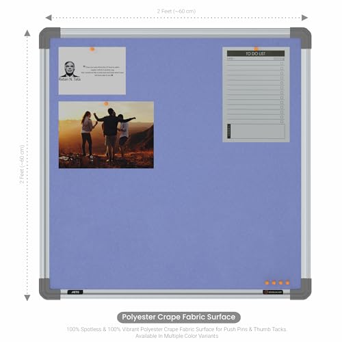 Image of Scholar Art Metis 2x2 Feet Fabric Pin Up Board for Wall & Study Table | Vibrant & Versatile Crape Cloth + High Density Soft Board for Pinning Photos, Sticky Notes & Reminders (Purple)