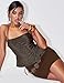 LOMON Womens Mini Skirts with Shorts Underneath Y2k Sexy Club Date Night Party Outfits High Waist Bodycon Micro Halloween Skort Trendy Spring Streetwear (Coffee, S)