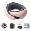 Dreamjoys Travel Pillow Neck Pillow Aeroplane Nappy Travel Pillow 360  Neck Support Travel Pillow with 3D Eye Mask & Earplugs Ergonomic & Compressible Pink