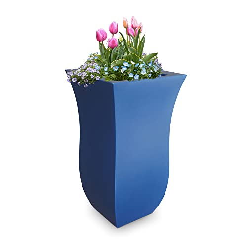 Mayne Valencia 30In Tall Planter - Neptune Blue - 16In X 16In X 30In - With Removable Plug, Polyethylene (5874-Nb) #TOP21