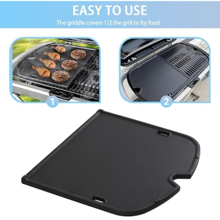Cast Iron Griddle for Weber Traveler Grill Replacement Parts 9010001 - Cooking Grill Plate NonStick Griddle Insert for Portable Grills Stove Top/Gas Grill/Oven & Outdoor BBQ