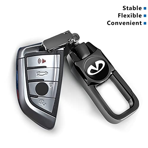 Buzsu 2Pcs For Infiniti Leather Keychain, Metal Alloy Car Keychain For Infiniti Qx50 Q50 Q70 Q70L Q60 Qx30 Qx60 Qx80,Key Ring For Men Women,Family Present,Black #TOP2