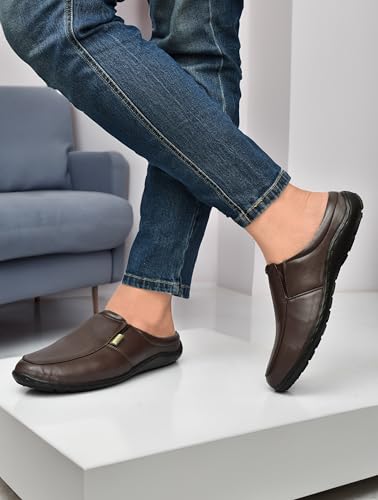 Image of HEALTH FIT Men's Pu Brown Open-Back Diabetic & Orthopedic Footwear HF401BL