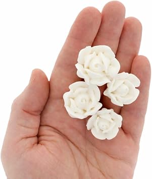 Global Sugar Art Edible Royal Icing White Rose Set, Two sizes, 24 Count for Cake and Cupcake Decorating by Chef Alan Tetreault
