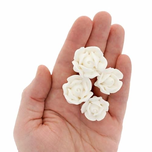 Global Sugar Art Edible Royal Icing White Rose Set, Two sizes, 24 Count for Cake and Cupcake Decorating by Chef Alan Tetreault