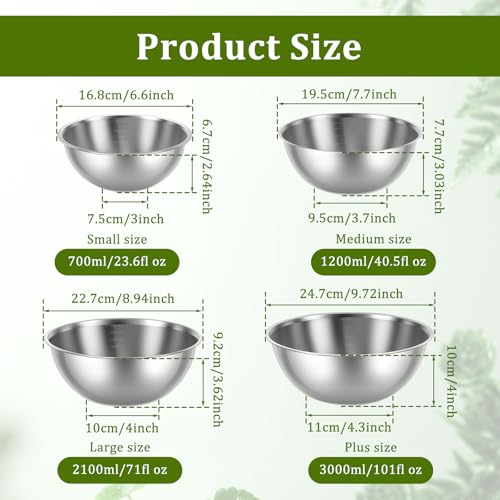 Set de 4 tazones de acero inoxidable para mezclar miniatura 2