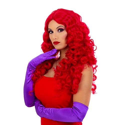Red Wig Long for Halloween Costume Curly Hair Jessica Rabbit/Ariel/Poison Ivy/Cosplay Costume