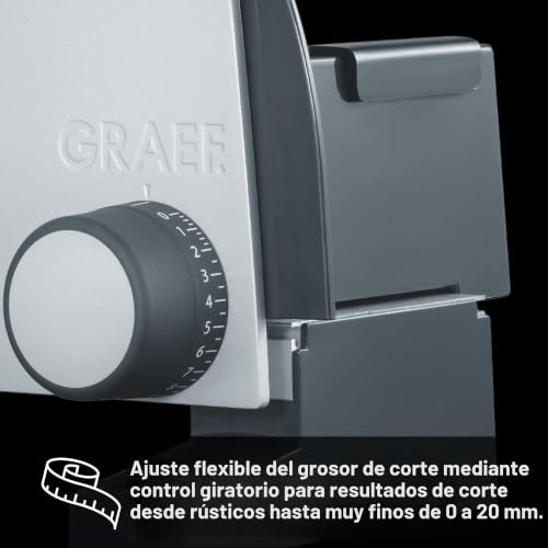 Miniatura 4 de Graef G52 - Cortafiambres Eléctrico, Made In Germany, 170 W, Cuchilla Ø170 Mm, Corte 0-20 Mm, Para Jamón, Seguro Infantil, Gris