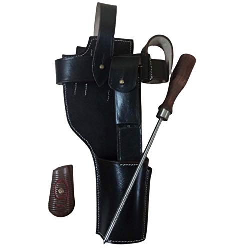 Étui en cuir Mauser C96 Broomhandle finition haut de gamme et poignées en bois rouge 9