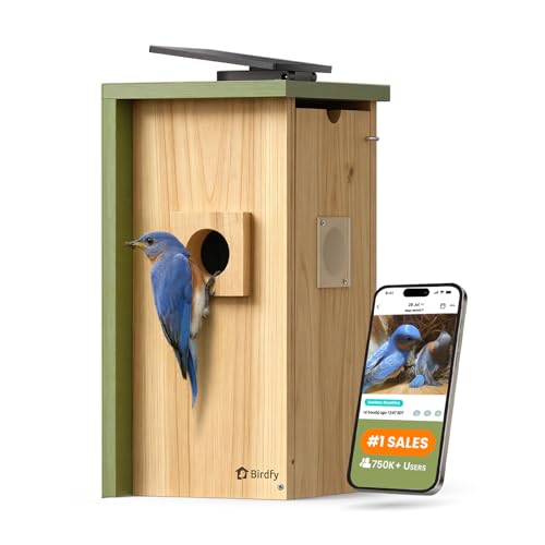 Birdfy Bird House with Camera Solar Powered with Metal Cladding for Outside Bird Box with AI Bird ID 1080P FHD & Night Vision for Bird Nest Watching Auto Detect & Notify Ideal Gift for Bird Lovers