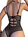 Lilosy Sexy Crisscross Choker Leather Pu Underwire Babydoll Women Harness Teddy Bodysuit Nightshirt One Piece Push Up Mesh Sheer Nightgown Hollow Rivets Fishnet Black Medium