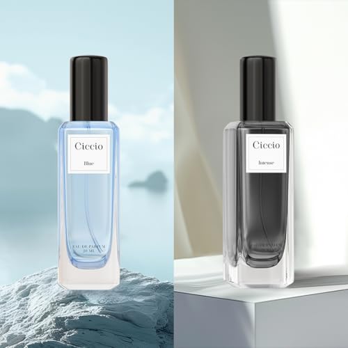 Image of CICCIO Blue and Intense Eau De Perfume with Citrus Lemon, Bergamot, Mandarin, Rosemary, and Sage for Men | Premium Long Lasting Woody, Aquatic Fragrance, (Pack of 2) 20ml each