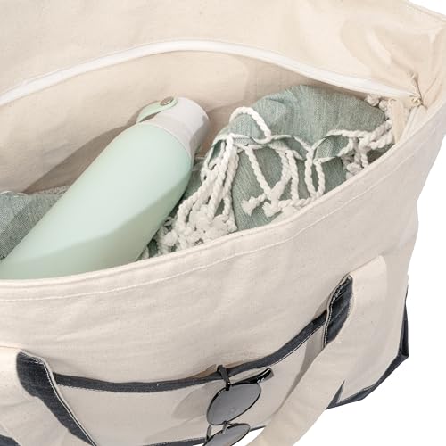 Extra Large Canvas Tote Bags with Zipper - 22 Inches Heavy Duty, Premium Zippered Tote Bag - Zip Top, 100% Organic Cotton, Sturdy, Washable Large Tote Bags - Multipurpose Shopping Bag