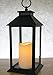 Decorative Black Lantern - LED Flickering Flameless Pillar Candle with 5 Hour Timer Included - Indoor/Outdoor Lantern - 13"H