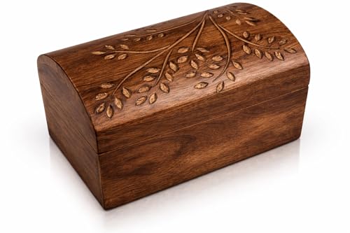 Handmade Wooden Jewelry & Keepsake Box, Decorative Storage Box, 9 x 6 Inch