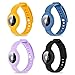 Produktbild Airtag Uhrenarmband-Halterung für Apple Air Tag schützende Airtag-Halterung für alte und Kinder, Schlaufenhalterung für Air-Tags, schwarz (4 Packungen), gelb + lila + blau + schwarz