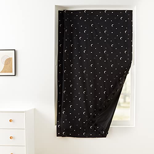 Image of Amazon Basics Portable Room Darkening Blackout Curtain Shade with Suction Cups, Noise Reduction, 50 inchW x 78 inchL, Moon and Stars, 1-Pack