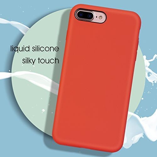 MILPROX Silicone Case, Pretty Series Liquid Silicone Gel Rubber, Shockproof Case with Microfiber Cloth Lining Cushion Compatible with iPhone 7 Plus/8 Plus - Red