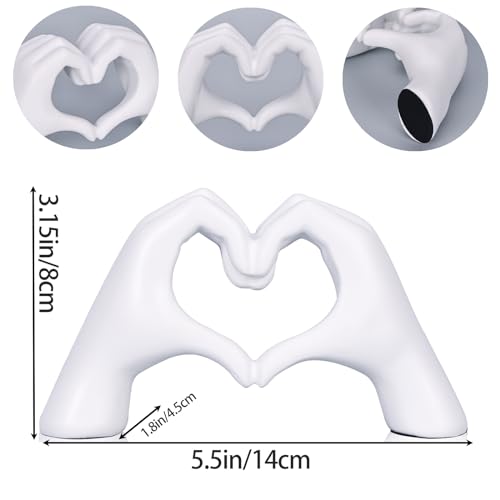 Estatua decorativa mano con corazón blanco miniatura 2