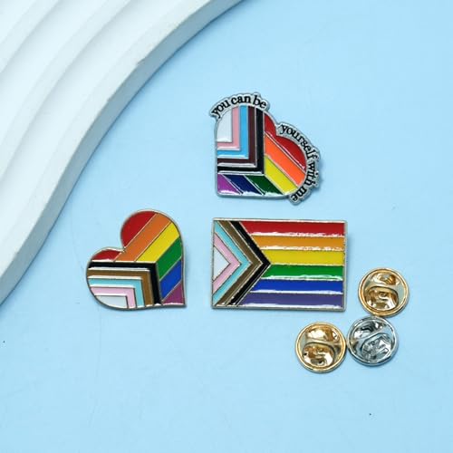 Image of LGBTQ Pins, Heart Rainbow Lapel Pin Brooch Badge for Pride Month Gay, Lesbian, Bi, Trans, Non Flag, LGBTQ+ Accessories for Clothes, Bags and Hats