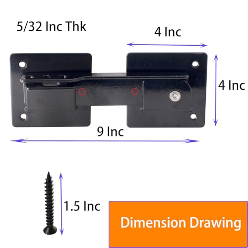 9-inch Flip Gate Latch Lock with Padlock Hole, Heavy Duty Steel Door Latch with Mounting Screws for Wooden Fence, Swing Gate, Double Gate, Shed, Barn. Security Locking Kit for Outdoor Gates