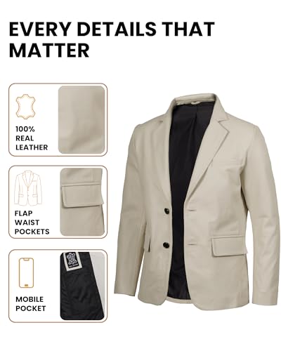 Image of Decrum Lambskin Leather Blazer for Men - Genuine Leather Sport Coat for Formal & Business Casual