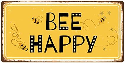 Deerts 1523HS Bee Happy 5"x10" Aluminum Hanging Novelty Sign image 3