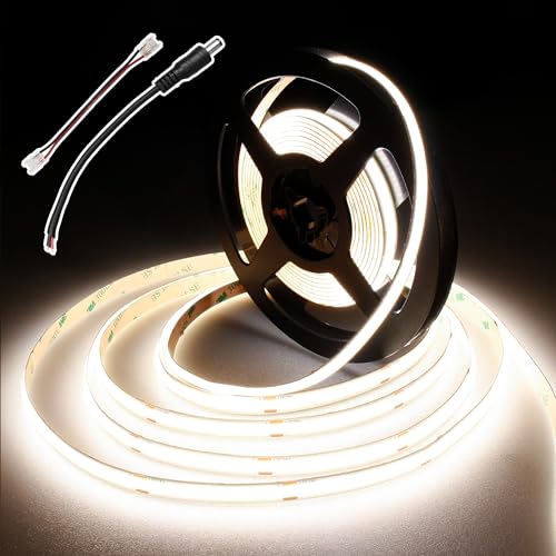 BERIXDEEP COB LED Streifen 5m Neutralweiß, 480 LEDs/m, Hell LED Strip 4000K, 24V, CRI 92+, 8mm Breit, LED Streifen Selbstklebend für Schlafzimmer, TV, Wohnzimmer, (ohne Netzteil)