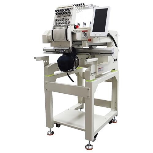 TECHTONGDA Commercial Embroidery Machine 12 Needles 15”x23” Embroidery Area with Laser Positioning and 10inch LCD Screen Embroiderer Pattern for Hats T-Shirts Hoodies Bags