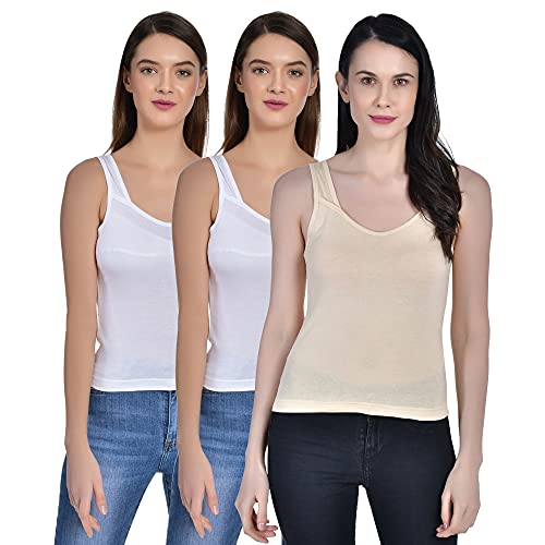 Image of Aimly Women's Regular Fit Sleeveless Cotton Camisole Slip Spaghetti | Combo Pack of 3