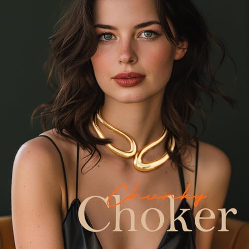 TWINKLEDE Chunky Gold Necklace Statement Choker Collar Necklaces for Women2