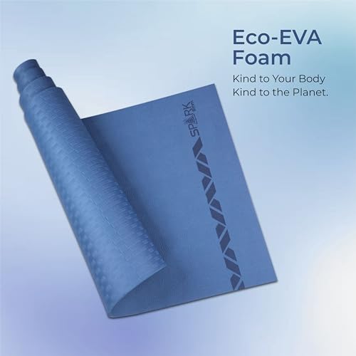 Image of Nivia Spark EVA Yoga Mat for Men & Women, 8 mm with Carry strap, Anti Skid, Exercise Mat for Home Workout, Foldable yoga mat, For Gym Exercise /Fitness (Navy Blue)