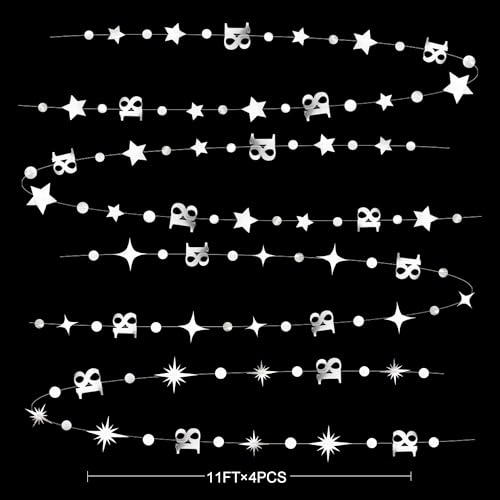 Image of Silver 18th Birthday Decorations Number 18 Circle Dot Twinkle Star Garland Metallic Streamer Banner Backdrop for Girls Boys Happy 18th Birthday Time to Adult Cheers to 18 Years Old Anniversary Party