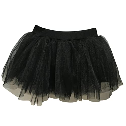 Girls Layered Tutu Tulle Skirt Baby Toddler Girls Elastic Waist Tutu Skirts Princess Skirt (Black, 12-18 Months)