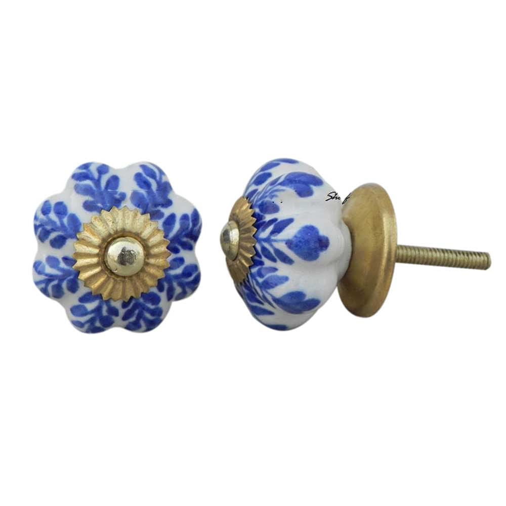IndianShelf 4 Packs Blue Leaf Ceramic Drawer Knobs for Kitchen Cabinet Hardware Door Pulls Decorative Dresser Luxurious Extravagance (B093L5X4NR) Amazon Price History, Amazon Price Tracker